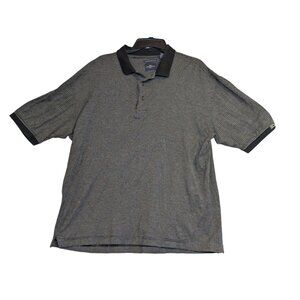 Dockers Golf Polo Shirt L 100% Mercerized Cotton Black & White Striped Short Sle